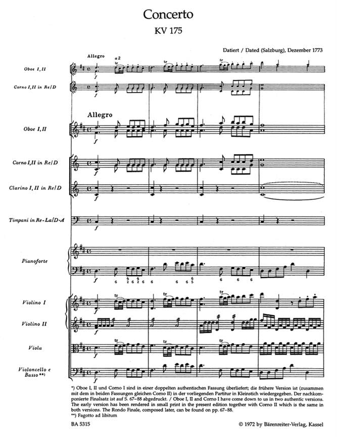 Piano Conc 5 K175 Conc Rondo K382 FulSco